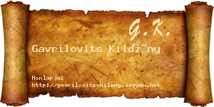 Gavrilovits Kilény névjegykártya